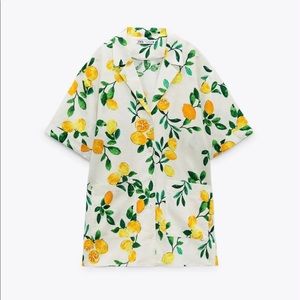 Zara lemon print shirt dress
